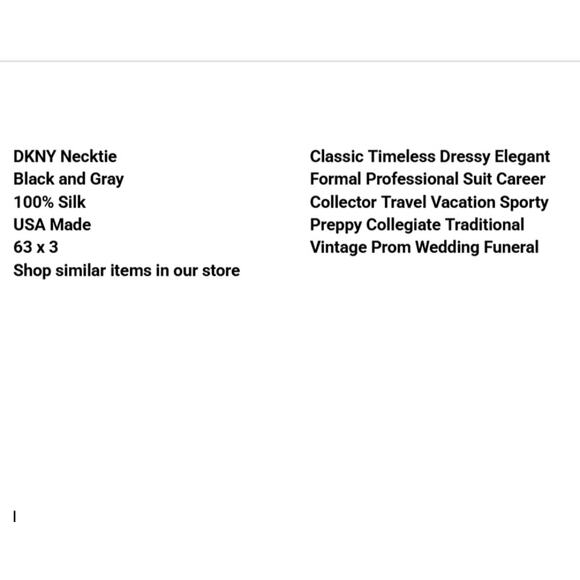 Vtg DKNY Necktie Black Gray 100 Silk USA Made 63 x 3 Traditional Preppy Sporty - Picture 2 of 7